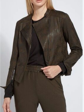 Lysse New York Sz L  Faux-Leather Snake Skin Moto Jacket